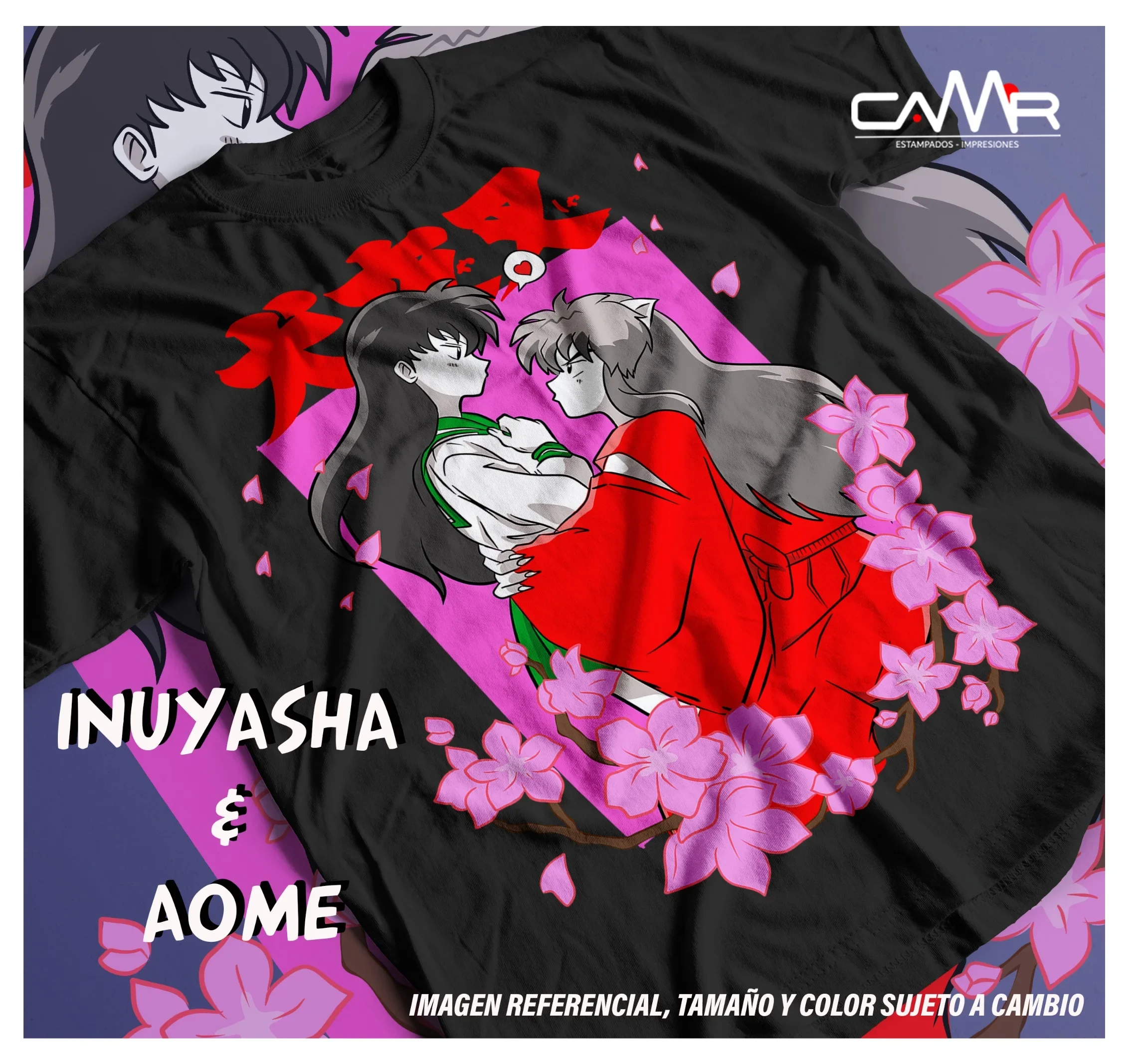 Inuyasha Sesshomaru T-shirt lune rouge Inu Yasha Anime noir manches courtes T-shirt doux