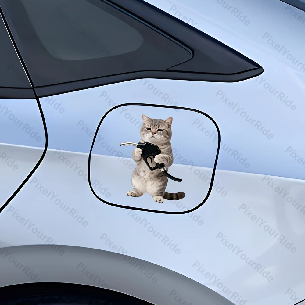 1PC Tearful Emo Working Cat Car Sticker Funny for Car Fuel Tank Caps Window Motorctycle Easy To Apply Waterproof Vinyl Decals image 4