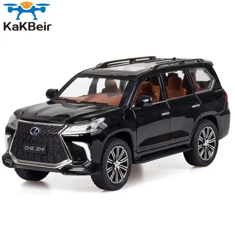 

1:24 lexus LX570 alloy pull back car model diecast metal toy vehicles with sound light 6 open doors for kids gift free shipping