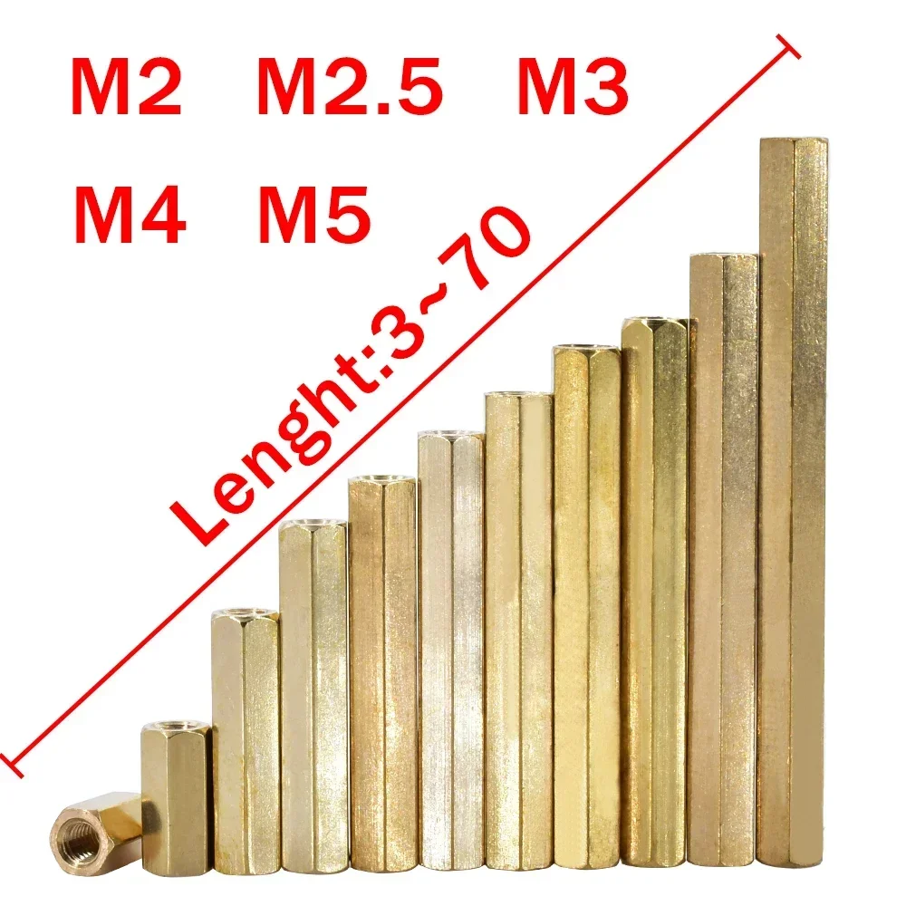 60 Stück M2 Bolzenmontage Messing Sechskant Spacer Board Säule Sechskantgewinde PCB Motherboard Mutter Hohlsäule Abstandsbolzen Schraube 4-40 mm