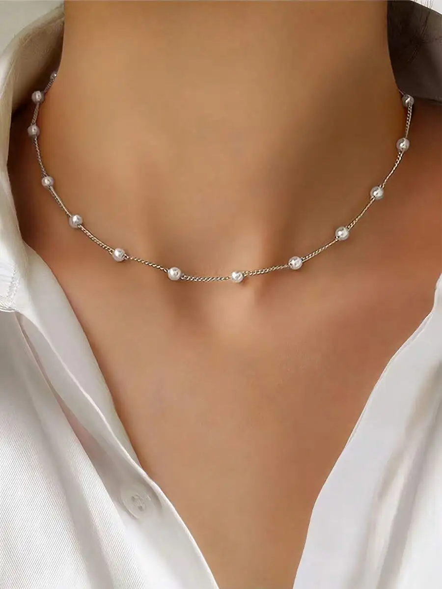 

Pearl Collarbone Chain Necklace For Women Fashionable Jewelry
