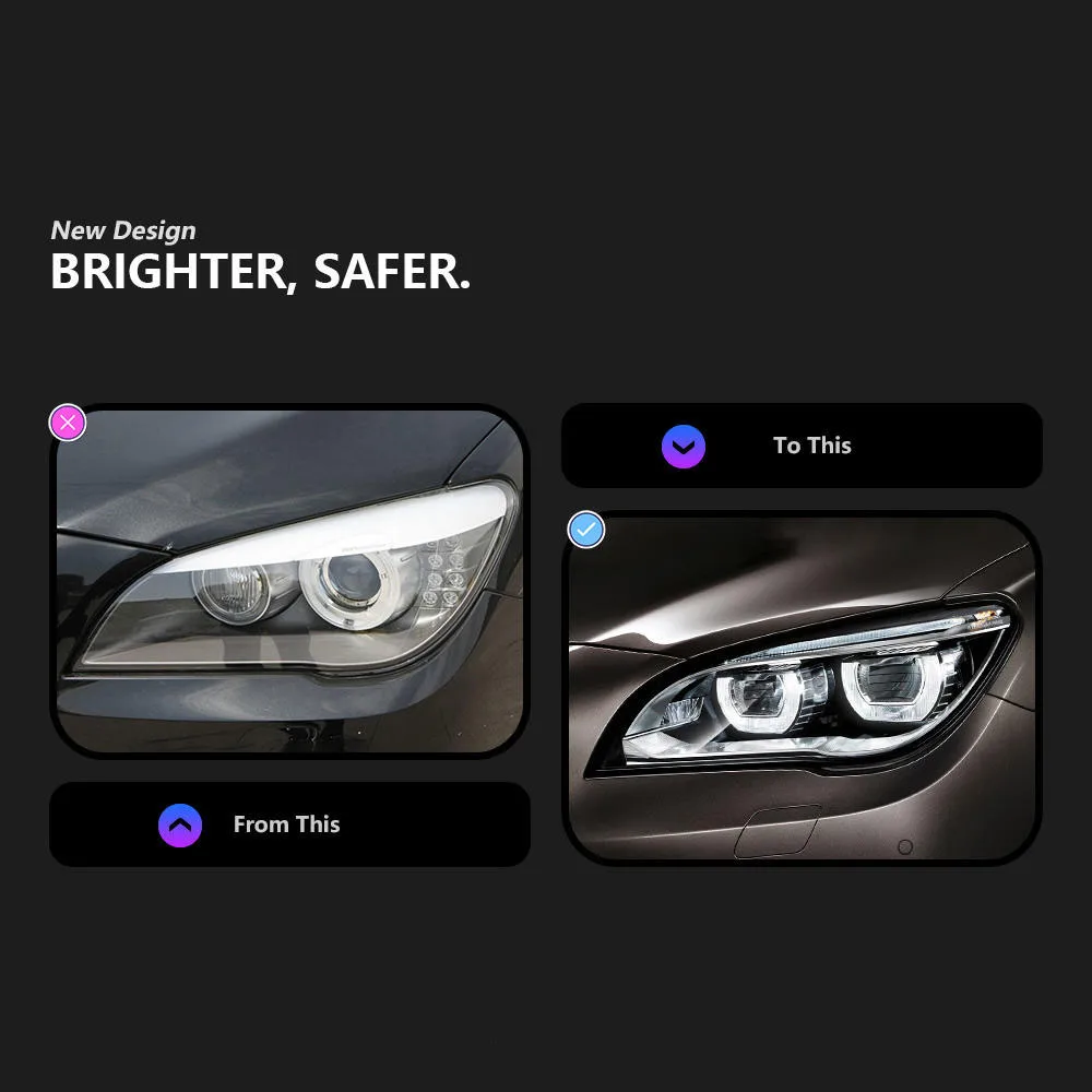 2 Pack Factory Hot Selling Car Styling Headlights for F01 7 Series 2009-2014 Headlights 735i DRL Car Lights LED Headlights