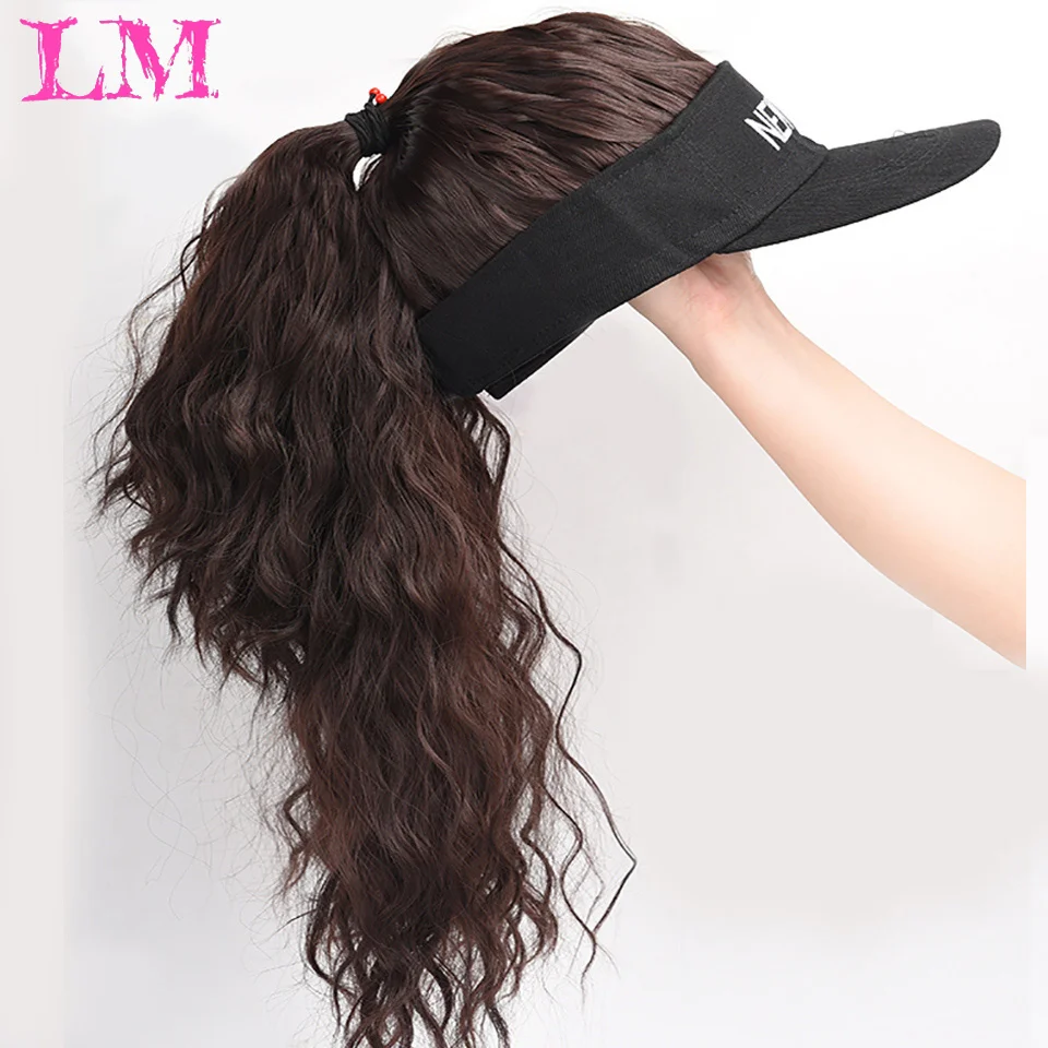 LM Long Hair Hat Wig Integrated Detachable Long Straight Hair Beret Autumn And Winter Octagonal Hat Synthetic Wig Women