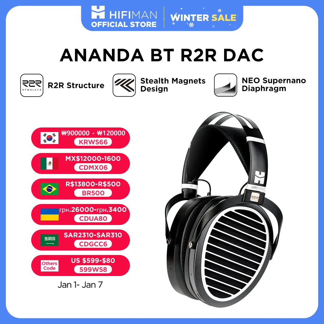 HIFIMAN ANANDA BT with R2R DAC and Stealth Magnets Open-Back Over-Ear Full-Size Planar Magnetic Headphone