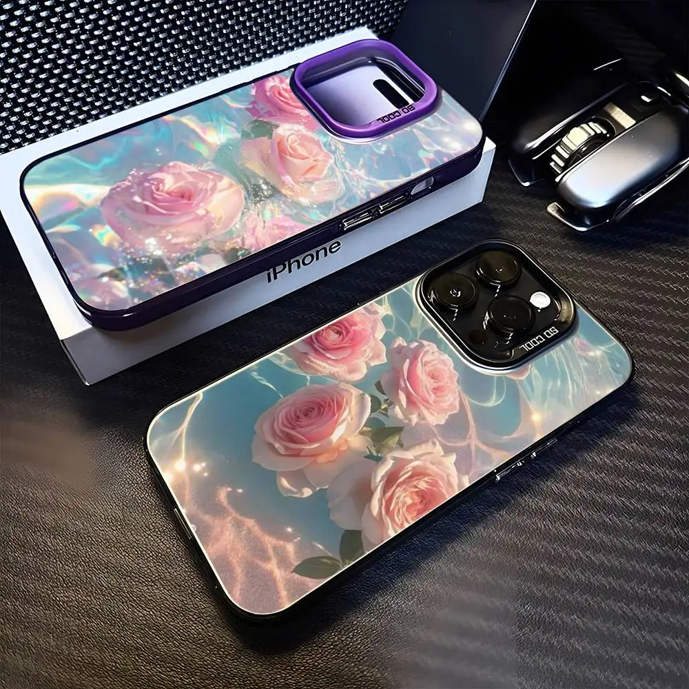 

Pink Rose In Water Phone Case For iPhone 16,15,14,13,12,11,Mini,Pro,MAX Purple Matte Shockproof Cover