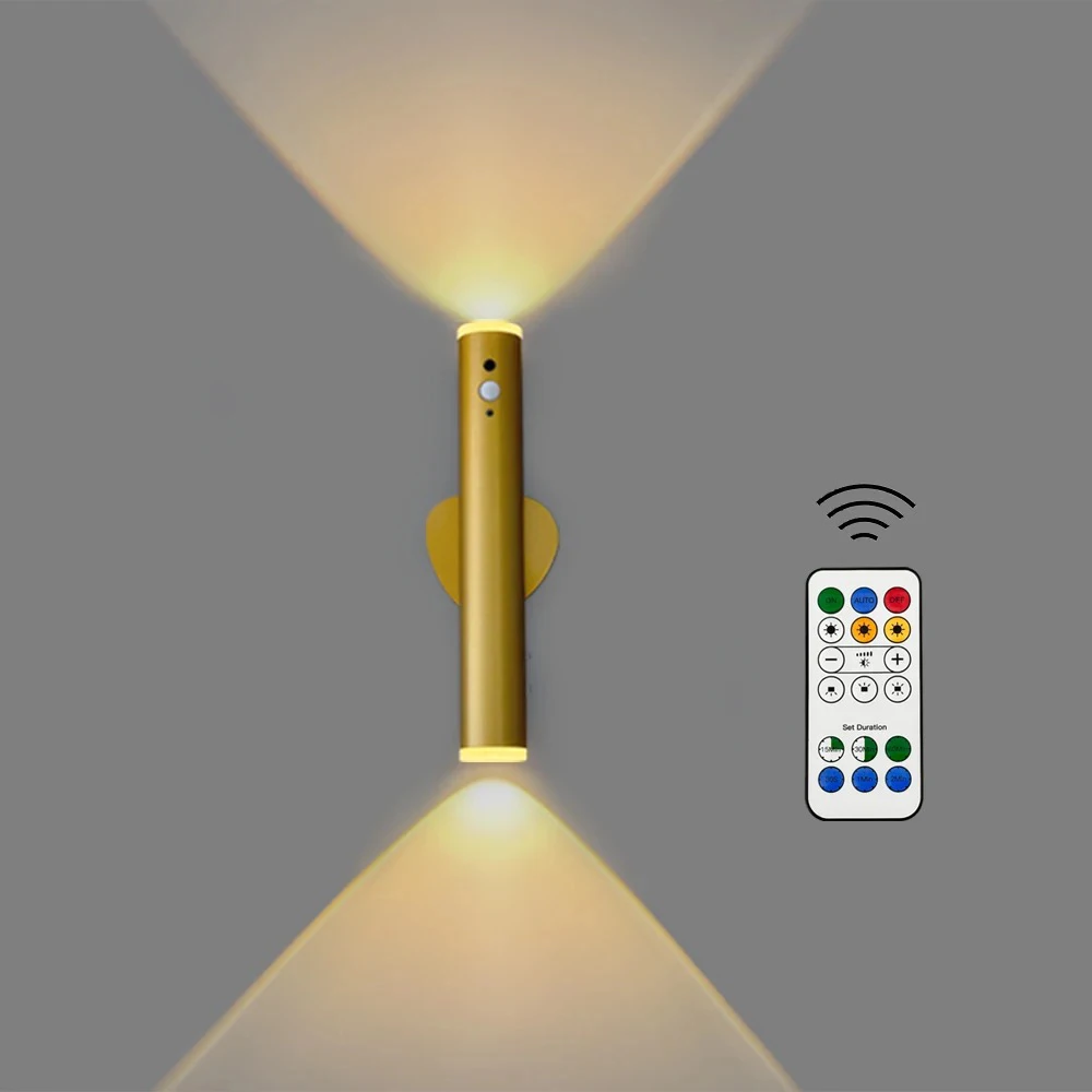 Human induction remote control wireless wall lamp USB rechargeable Megnetic wall sconces light with up & down lighting