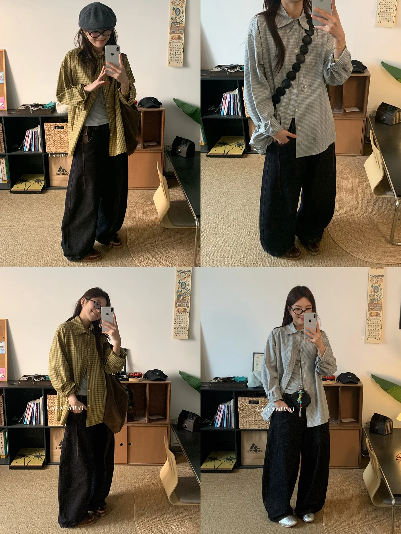 

Gaoran Oversize Design Pure Cotton Plaid irt Women Long Sve Top Spring 2026 New Arrival Color Accuracy Casual Sle