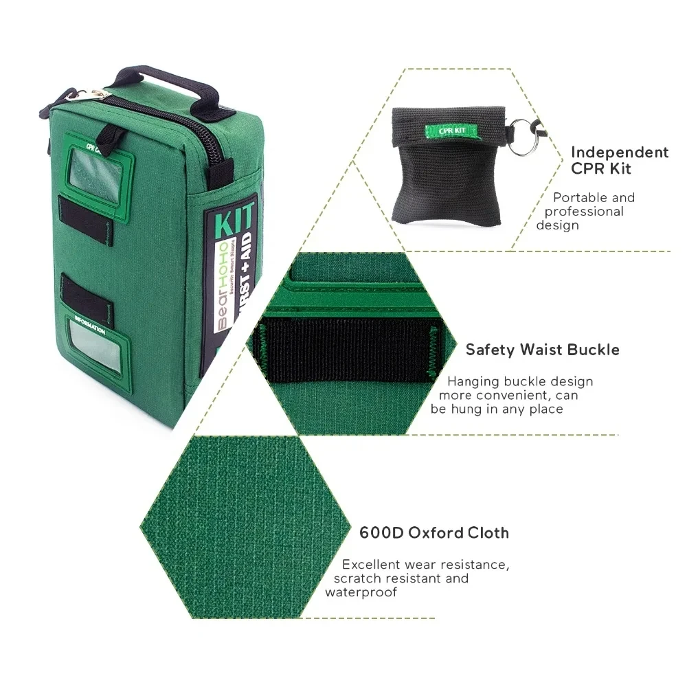 BearHoHoLarge Size Handy Kit di pronto soccorso borsa Kit di emergenza borsa di salvataggio medico per il posto di lavoro casa all\'aperto viaggi in