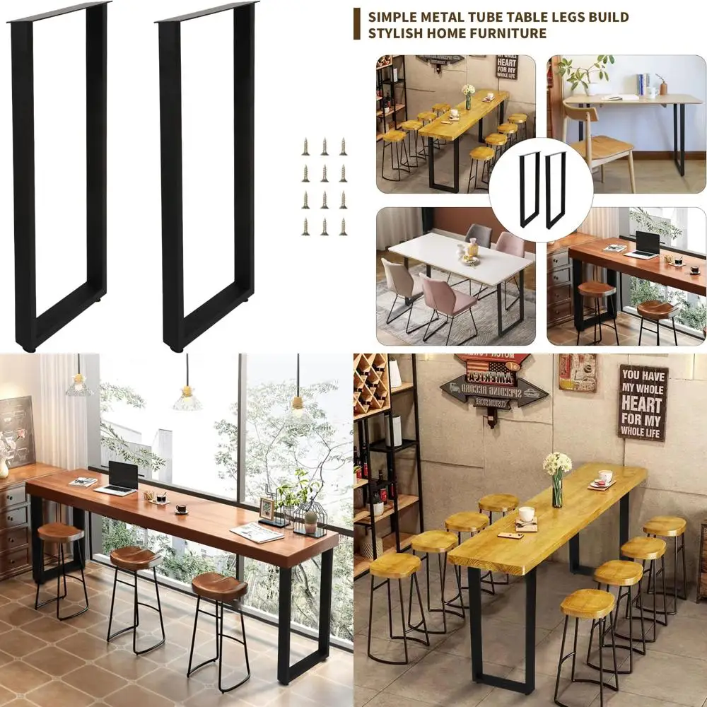 

Сверхмощные металлические ножки стола с стержнем, 40-дюймовые ножки для мебели своими руками, набор из 2 шт., черная отделка