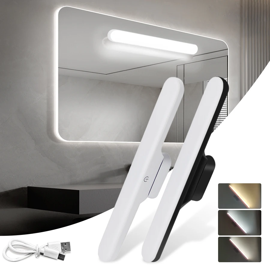 

USB Rechargeable LED Mirror Front Makeup Lamp Eye Protection Magnetic Touch Switch Mirror Light Dormitory Selfie Fill Light