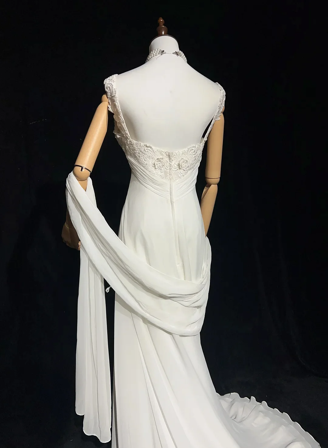 Robe de Demoiselle d'Honneur en Mousseline de Soie Blanche, Coupe Trapèze, Imprimé Floral, Dos aux, Châle Plissé, Mariage, Bal, Soirée