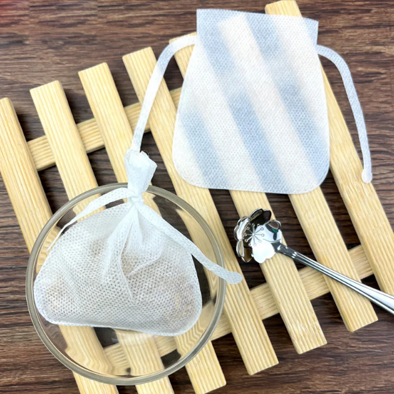 New Non Woven Fabric Empty Tea Bags With Tie Wrap Cook Herb Spice Loose Coffee Pouches Tools 100Pcs/Lot 8*9cm