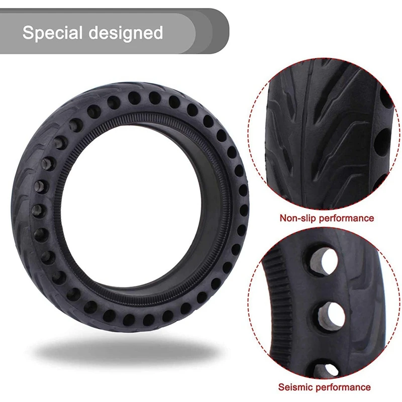 Solid Tire For Xiaomi M365 Electric Scooter Tyre, 8.5 Inches Shock Absorber Non-Pneumatic Rubber Tyre Wheel With Crowbar