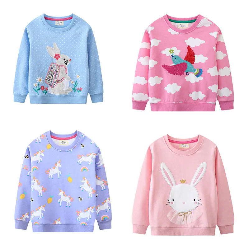 

Jumping Meters 2-7T Girls Sweatshirts For Autumn Spring Long Sleeve Baby Clothing Rainbow Toddler Hooded Kids Shirts