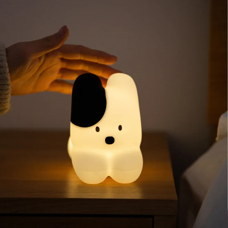 Adorable Cat Silicone Night Light, Soft LED Tap Lamp for Kids, USB Rechargeable Bedside Light, Cute Nursery Decor Sleep Aid Gif