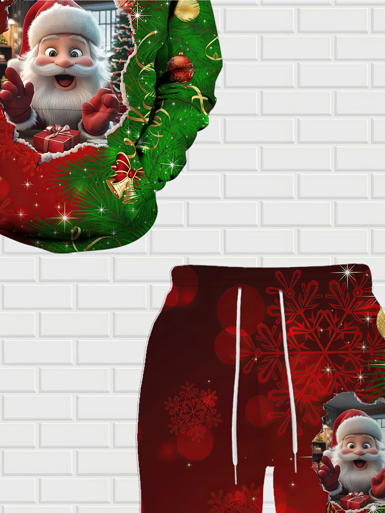 جديد وصول عارضة الشتاء الخريف عيد الميلاد نمط 3D مطبوعة هوديي وسراويل مجموعة رياضية 2 قطعة مجموعة ملابس رياضية الرجال الملابس #6