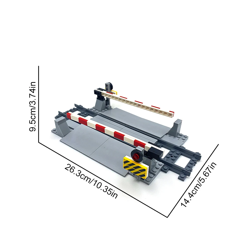 Moc City Train Track Heben Gang Baustein Set, Bahnübergang Gleis Fußgänger geländer Kreuzung Gebäude Modell