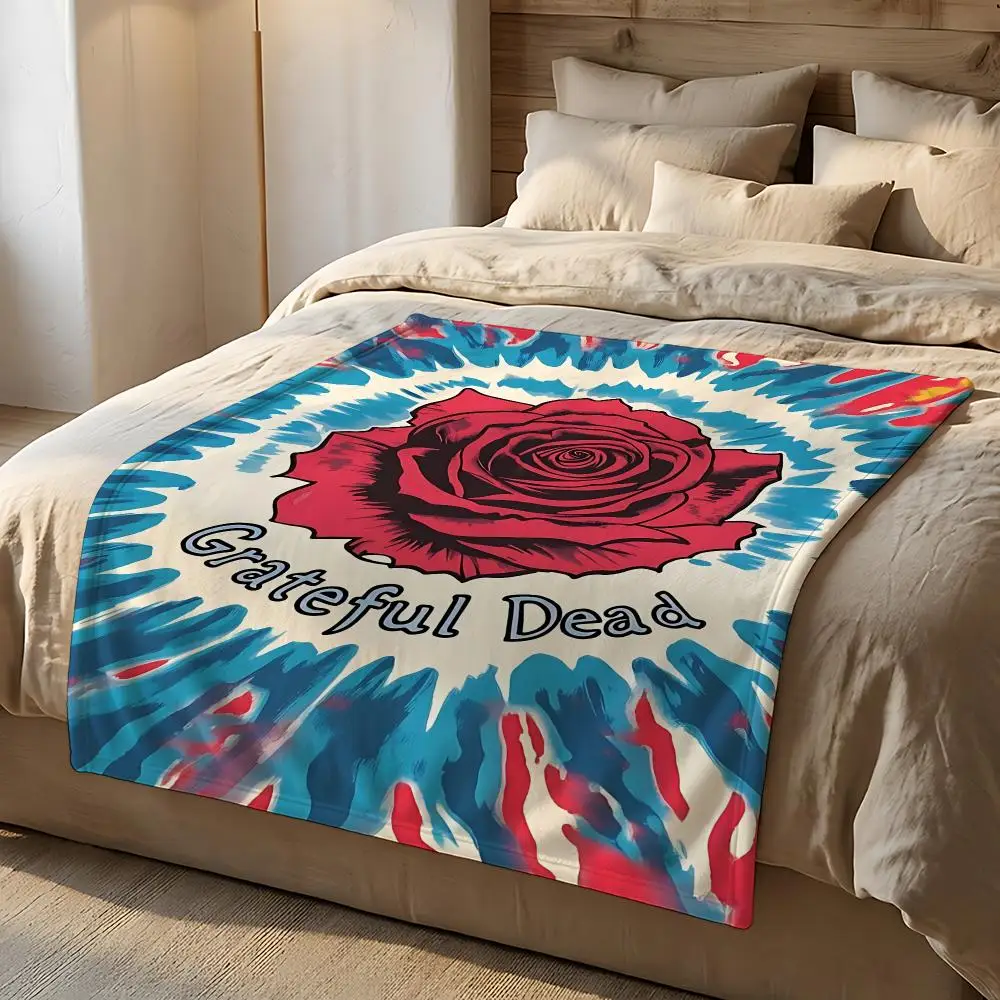 Rock Band Grateful Dead Throw Short Plush Throw Blanket Soft Skin-Friendly Multi-Scene Home Office
