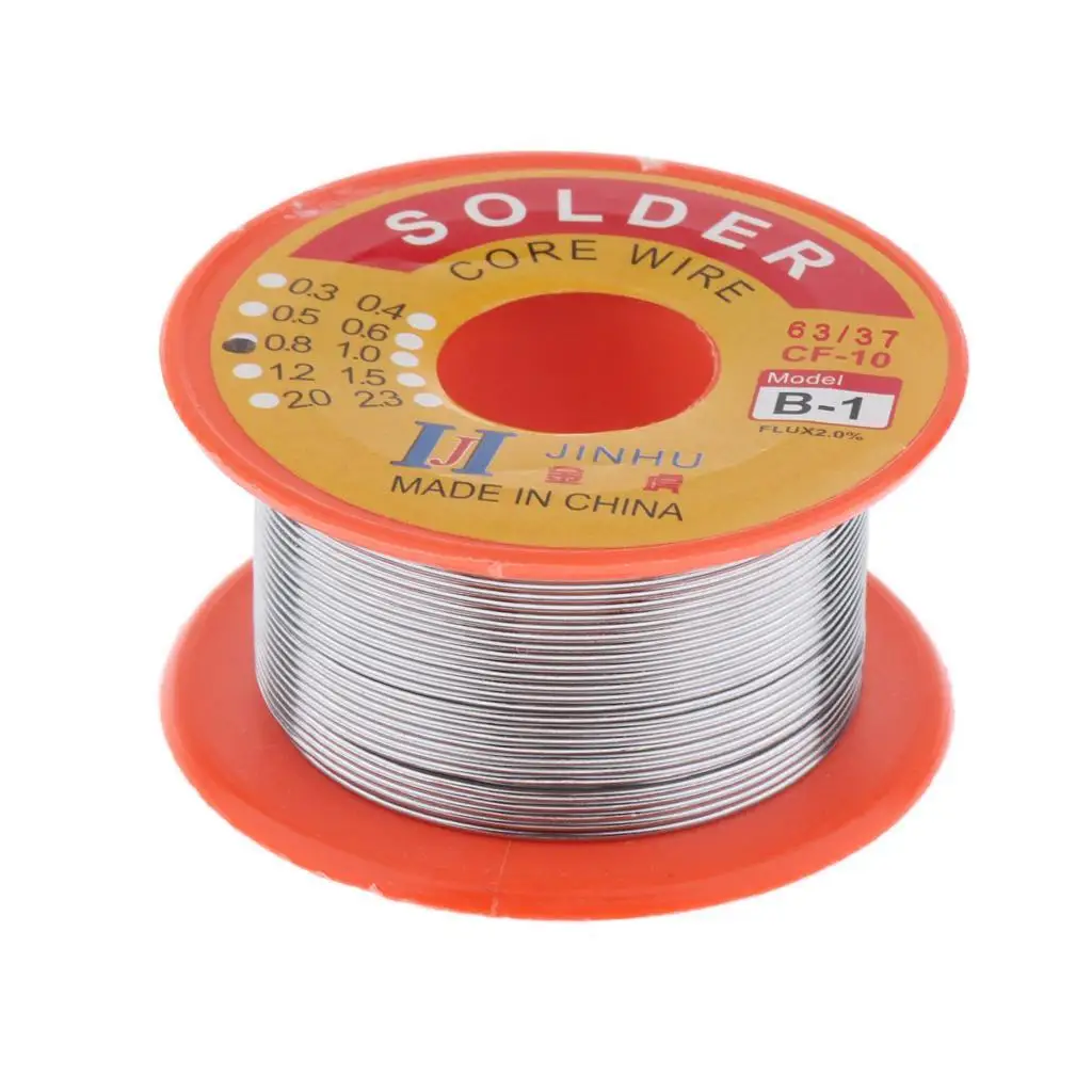 Tin chumbo rolo Rosin Core solda Wire Reel, boa soldabilidade e resistência de isolamento, alta qualidade, 0.8mm, 50g, 60g, 40