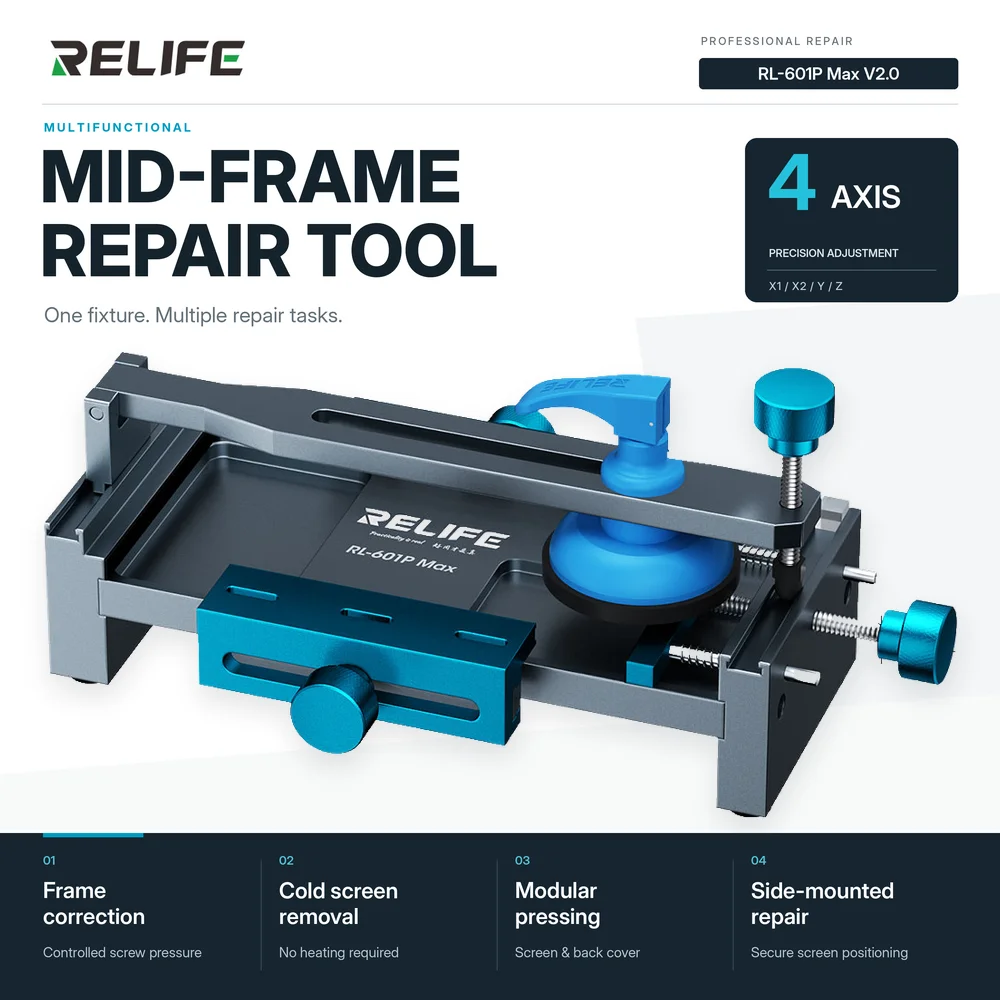RELIFE RL-601P MAX V2 Multifunctional Mid-Frame Aligner for Phone Repair Mid-Frame Alignment Screen/Back Cover Separation Tool