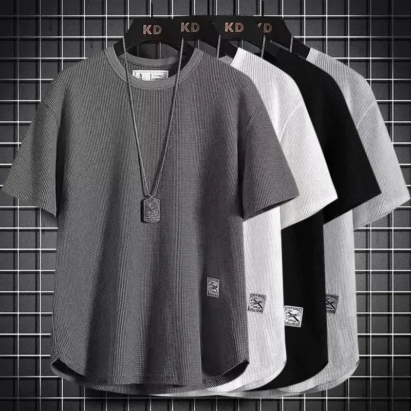 Luxury Brand Men Short-sleeved T-shirt Black Men Clothing Trend O-Neck Tops Tees Sportswear Fitness Design Loose Casual Thin