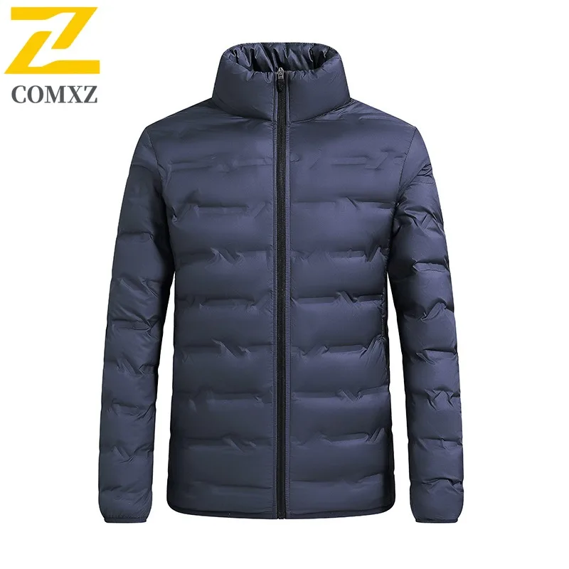 COMXZ Winter Jacket Graphene Heating Thickened Windproof Stand Collar Travel Padding Coat Street Warm Puffer Jacket Men Clothing