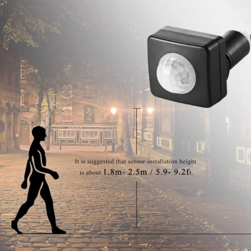 220V Mini Human Body Infrared Sensor Infrared Body Sensor Switch LED Flood Light PIR Motion Sensor Adjustable Black