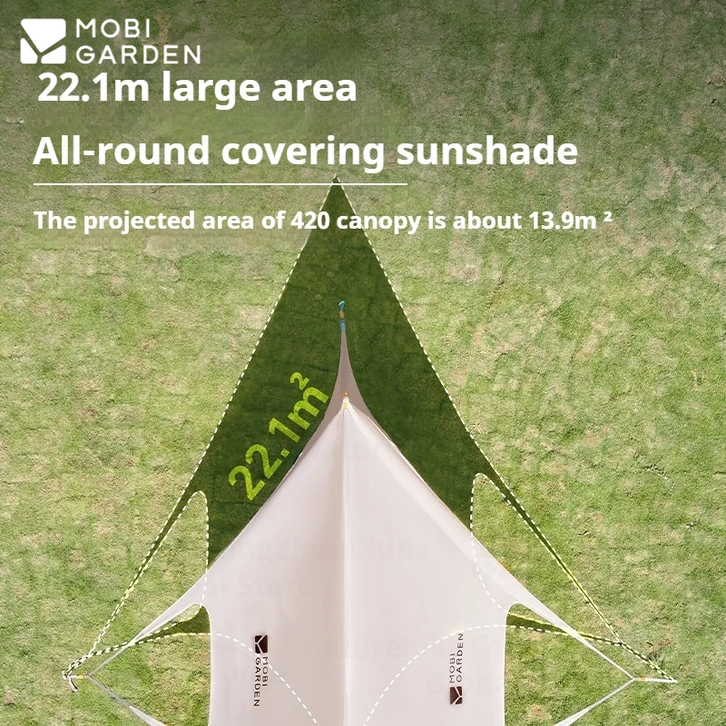 MOBI GARDEN Camping Canopy Waterproof Black Coated Butterfly Sun Shelter 4-8 Person Fast Build Outdoor Large Space Sunscreen
