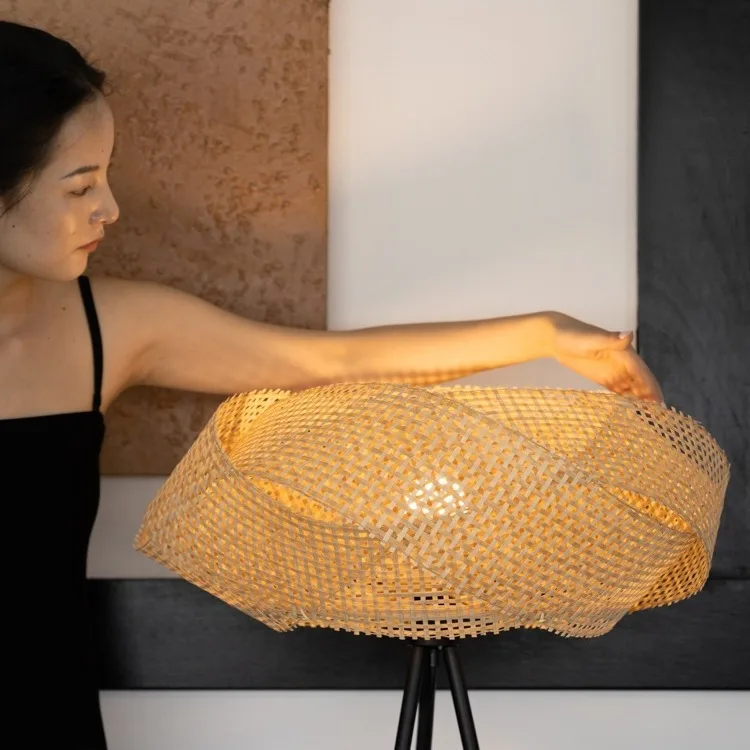 ثريا من الخيزران الصيني الجديد، غرفة المعيشة وغرفة النوم وغرفة الطعام وغرفة الشاي الرعوية والإضاءة الإبداعية