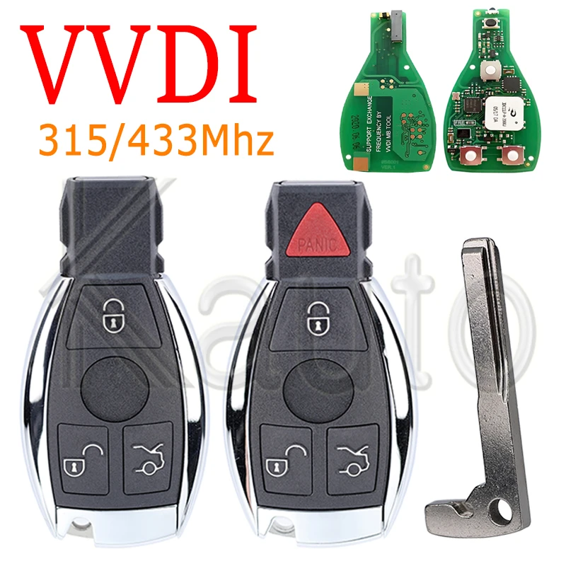 

3/4 кнопки Xhorse XSBZ01EN VVDI MB умный дистанционный ключ без ключа, возобновляемый 433/315 МГц для Benz FBS3 W204 W207 W212 W164 W166 W221