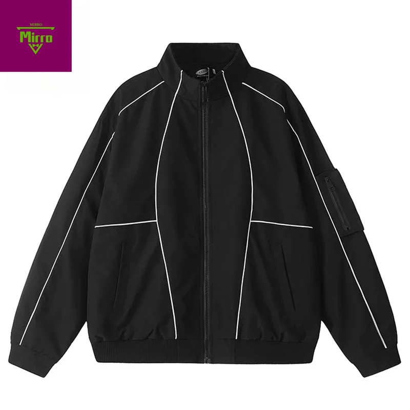 

Винтажные куртки большого размера в полоску, свободные повседневные куртки, ветровка, уличная одежда, куртки в стиле Харадзюку в стиле хип-хоп, верхняя одежда