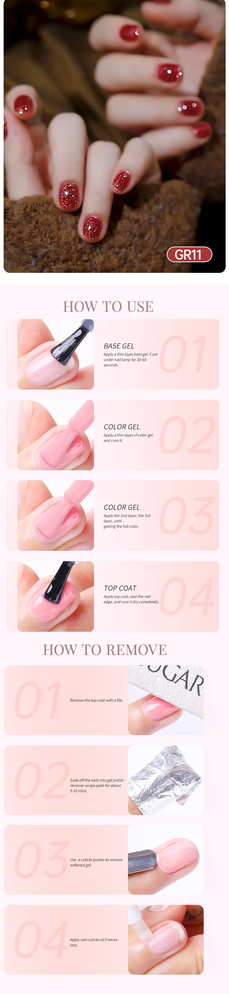UR SUGAR 15ml Glitzer Lila Nagel-Gel-Lack Glasreflektierender Semi-Permanenter Gel-Lack Blitz-Effekt Abziehbarer UV-Gel Nagelkunst-Lack – Detail 3