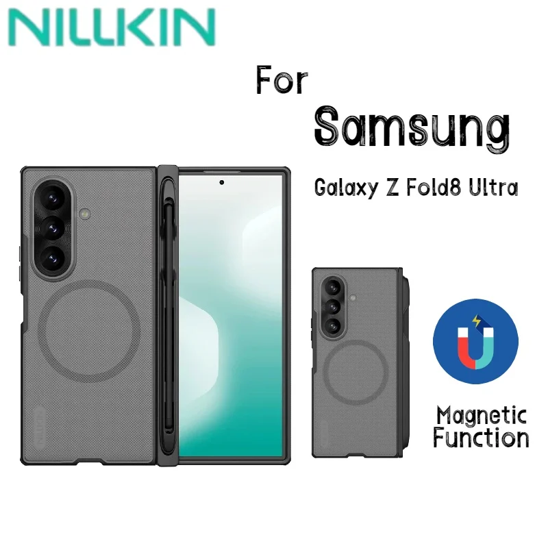 

For Samsung Galaxy Z Fold 8 Ultra NILLKIN Super Frosted Shield Fold Magnetic Case Aerospace Aluminum Frame 360° Hinge Protection