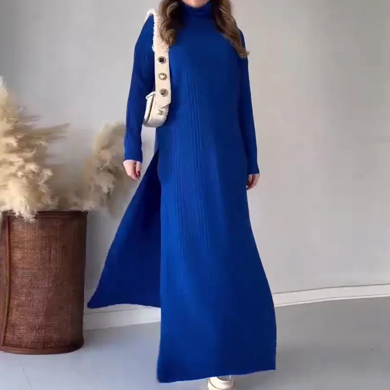 Eid Muslim Abaya Suit Women Sets Long Turtleneck Tops Wide Leg Pants Ramadan Dubai Arabic Morocco Outfits Urban Tracksuits