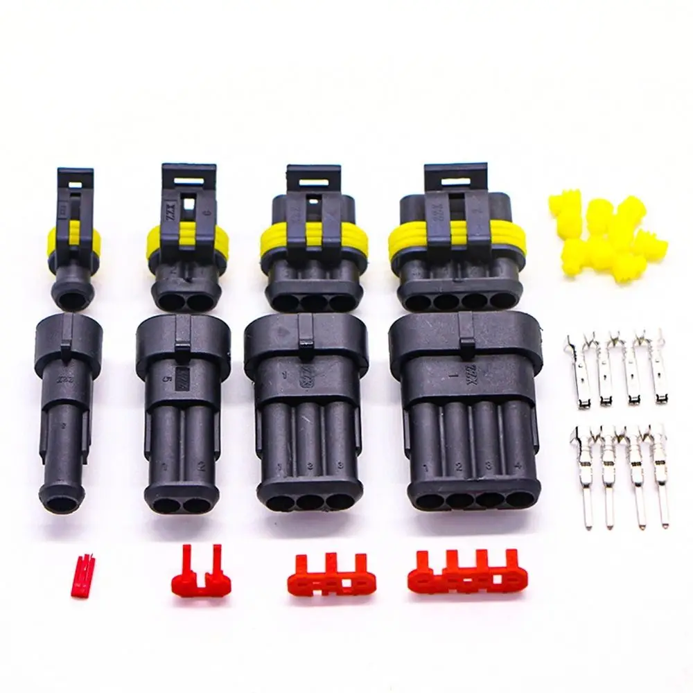 

1/2/3/4 Pin Waterproof Connector Kit 300V 12V Male And Female Pair Wire Harness Plug Waterproof Design Car Electrical Connector