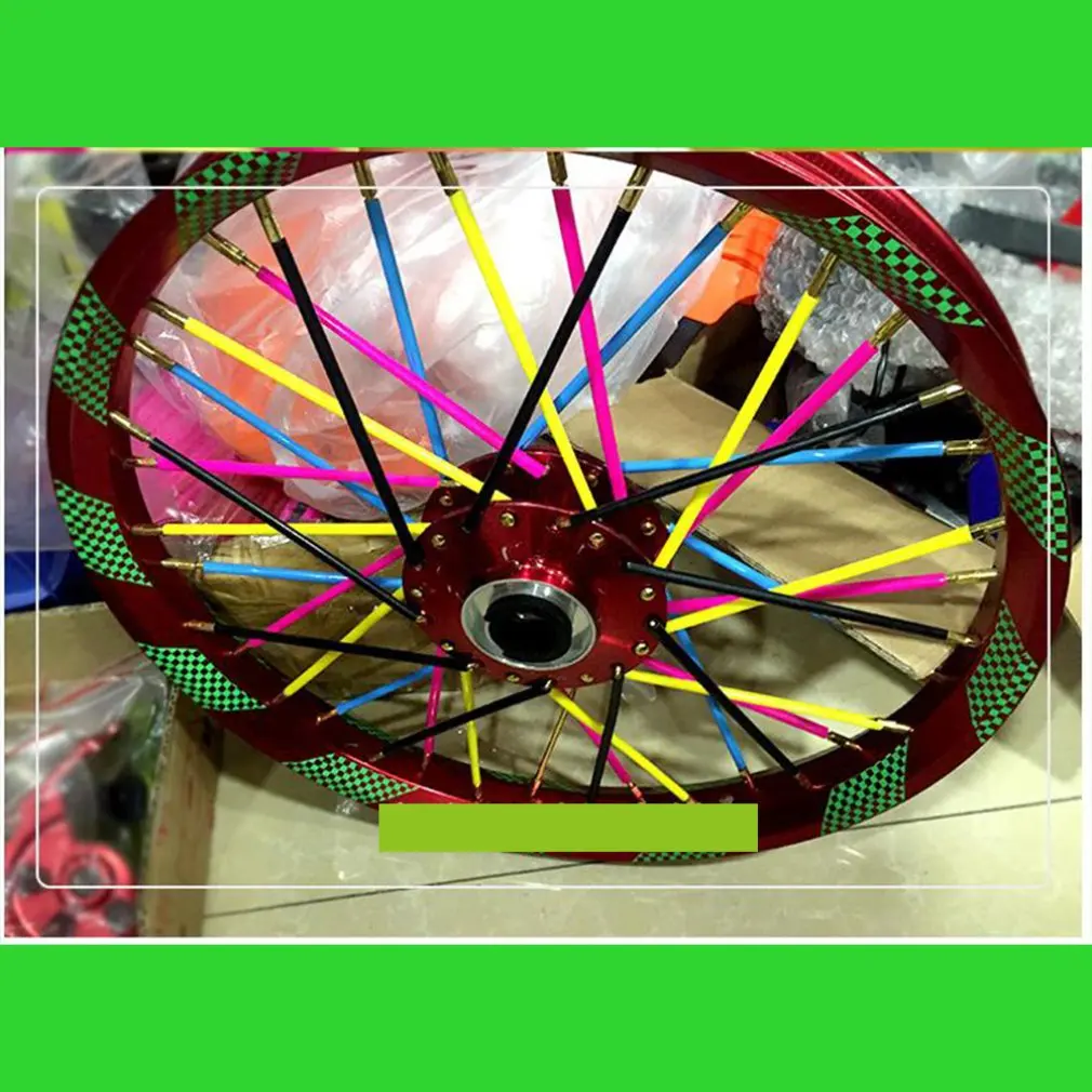 36PCS Colorful Motorcycle Wheel Spoked Protector Wraps Rims Skin Trim Pipe Covers For Motocross Bicycle Bike