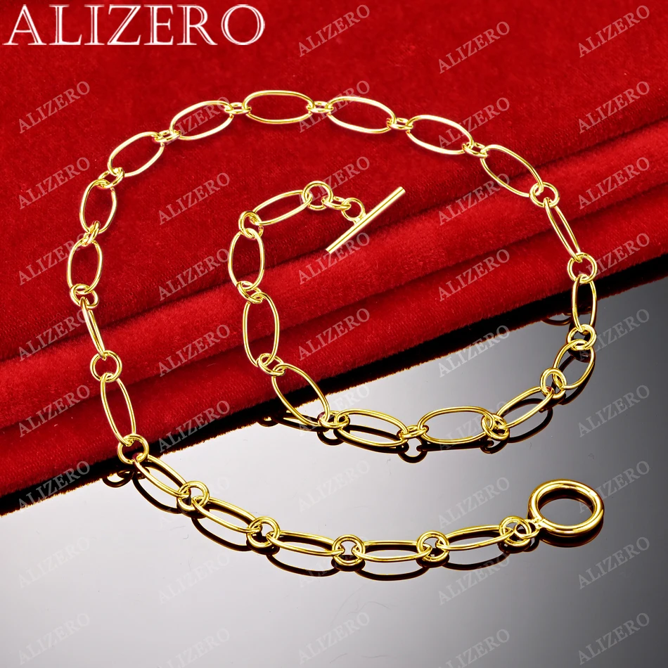 ALIZERO 18K Gold Necklace Fashion Simple Circles Chain Necklaces 18 Inches Women Man Fine Jewelry Wholesale Personality Trend