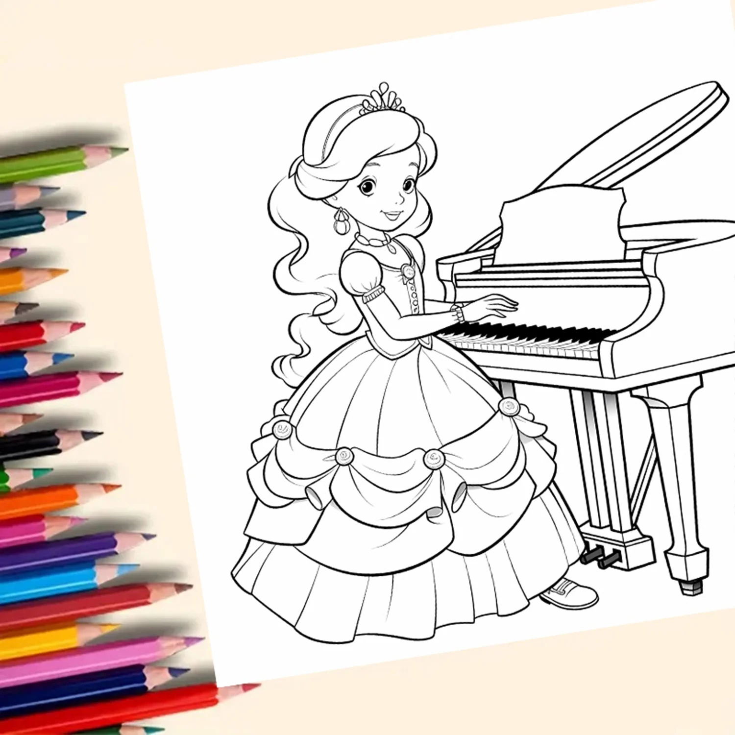 Beautiful Princess Coloring Book: Adult Picture Book for Creative Freedom with Charming Cartoon Characters
