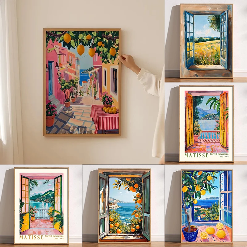 Open Window Henri Matisse Print Henri Matisse Style Fauvism Painting Exhibition Mediterranean Sea Orange Tree Coastal View Boats