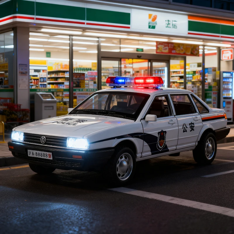 1:32 Santana Polizeiauto Hohe Simulation Diecast Auto Metalllegierung Modellauto Kinderspielzeug Sammlung Geschenke