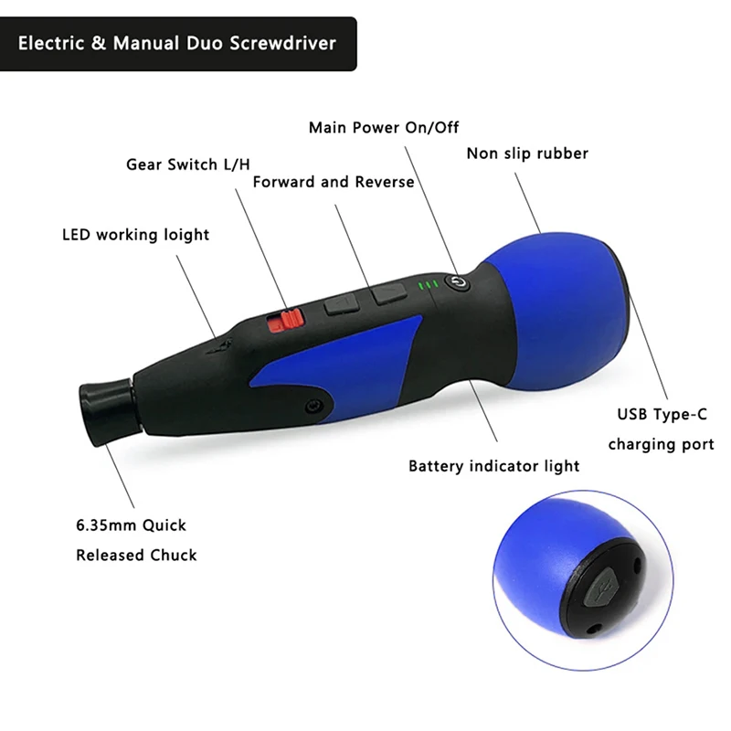 Mini Cordless Electric Screwdriver Rechargeable Removable  Battery Adjustment Speed Multifunctional Drill Torque Repair Tool