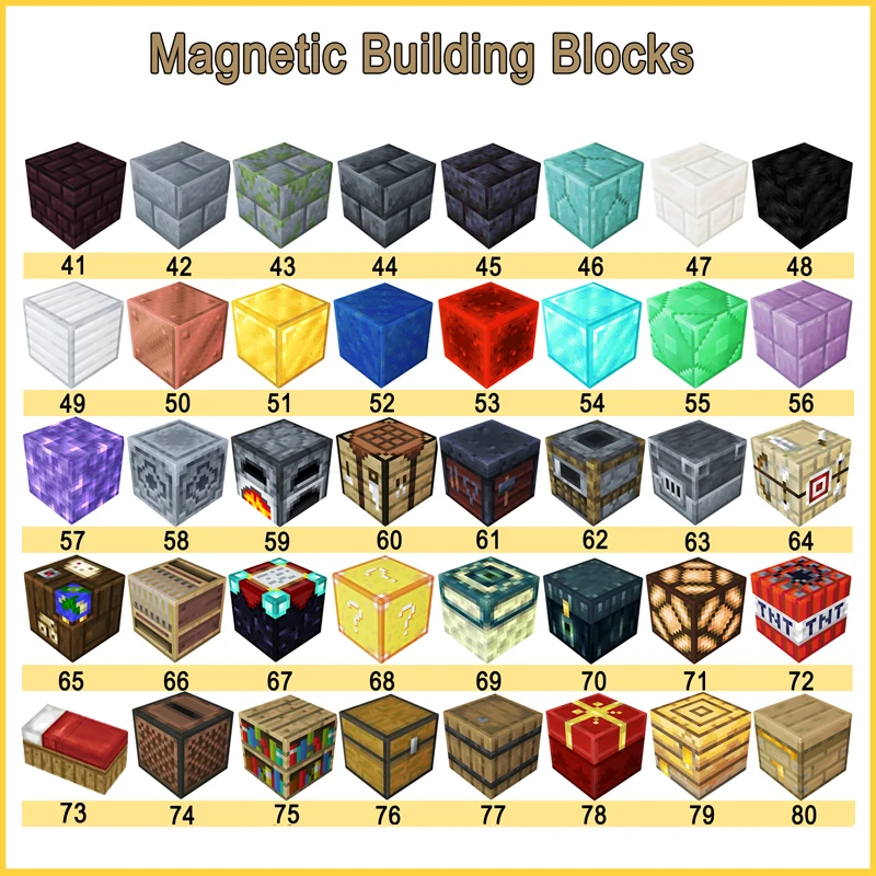 1PCS MC My World TNT DIY MagneticED Building Blocks Creative Game Toys For Children Best Birthday Christmas Gift Present 41-80