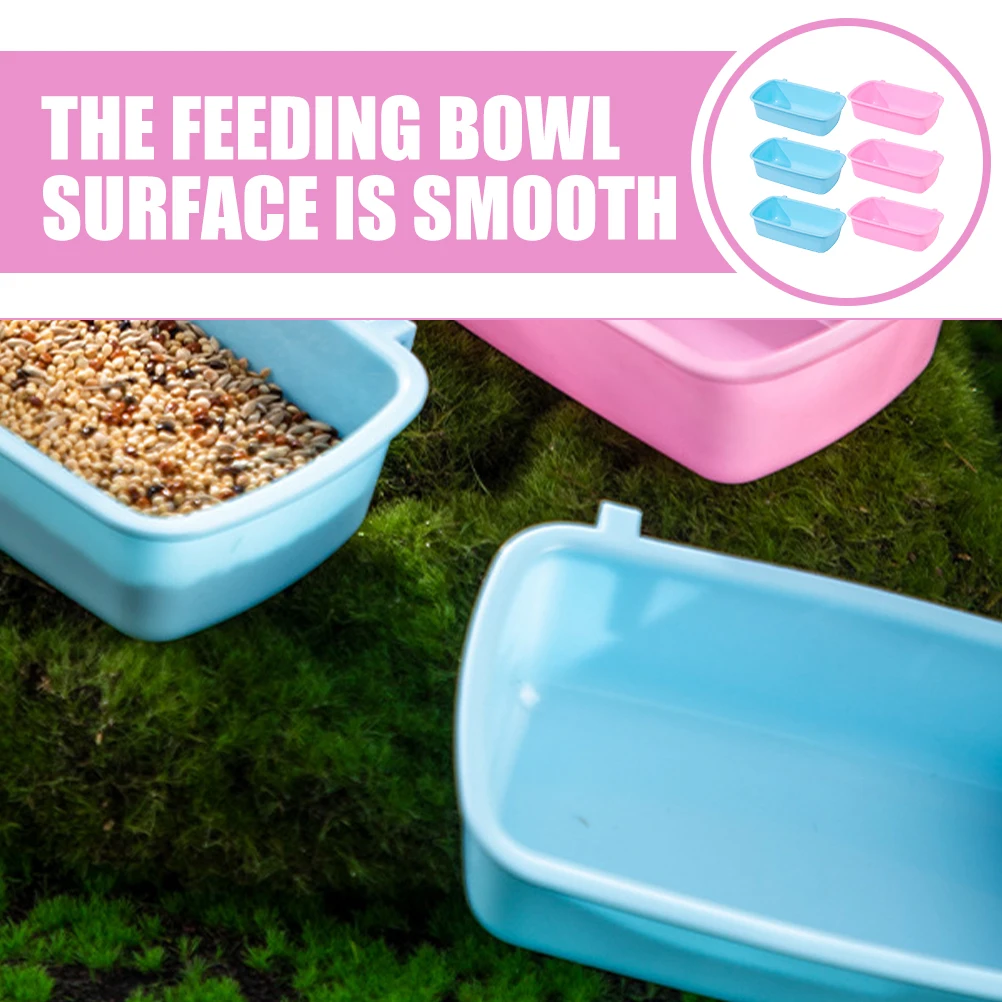 

6pcs Pet Food Box Feeding Bowls Hanging Design for Hamsters Small Animals PP Material Safe Washable