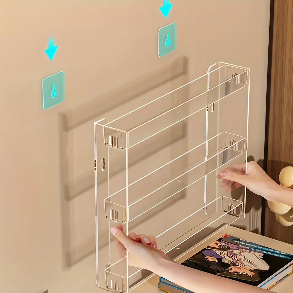 1 قطعة رف تخزين متعدد الطبقات من الأكريليك المتين | منظم طلاء الأظافر المثبت على الحائط بسعة كبيرة للاستخدام على الأرض أو الحائط #4