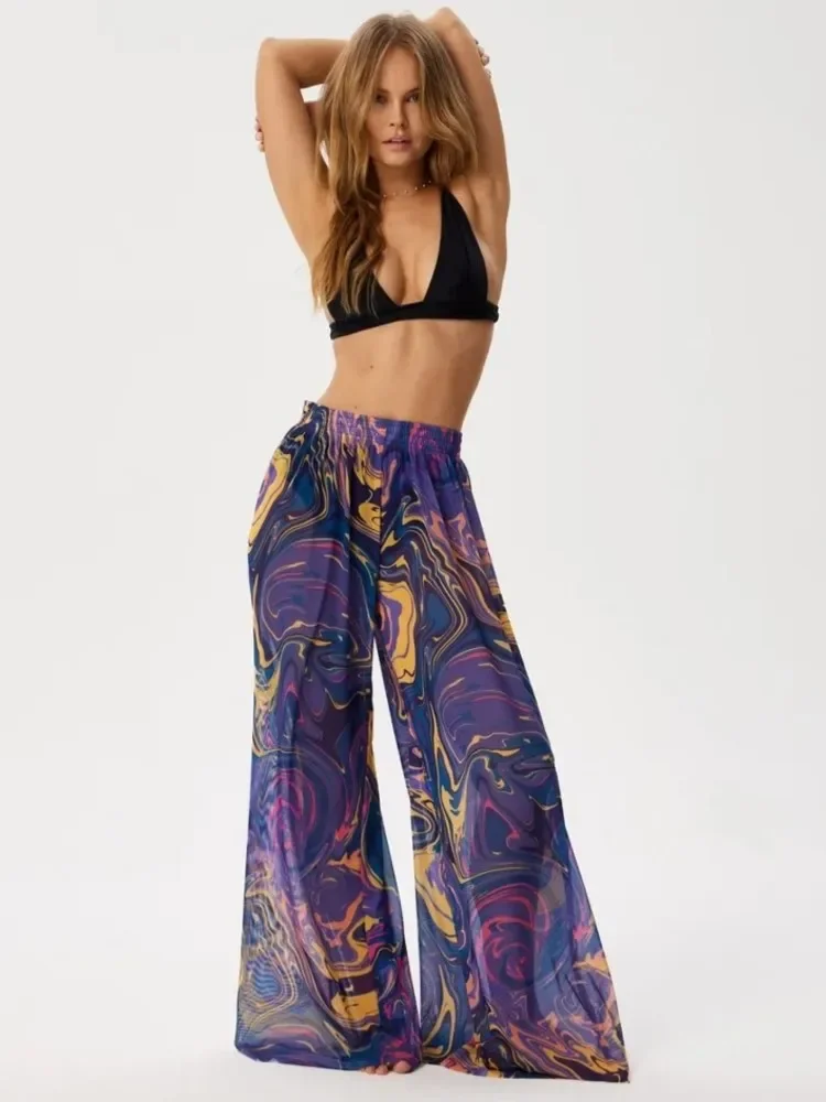 Damen-Cover-Up-Hose aus Chiffon mit Rüschenbesatz, Strand-Cover-Up-Cover-Ups für Bademode, Strand-Rüschenhose, 2025, Sommerhose