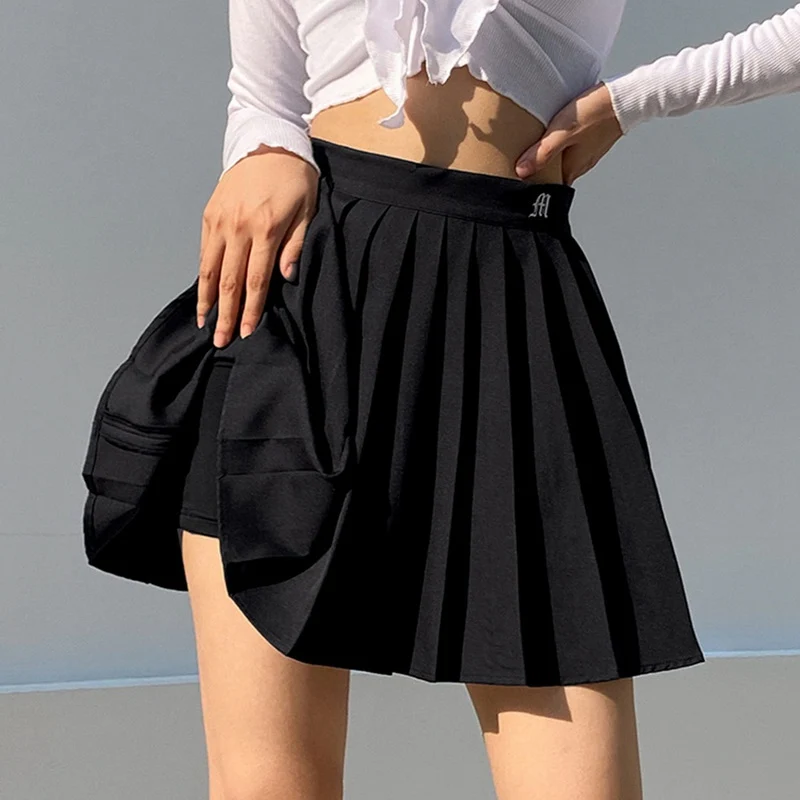 Muyogrt mulheres de cintura alta saia plissada doce bonito meninas dança mini cosplay preto branco feminino s curto