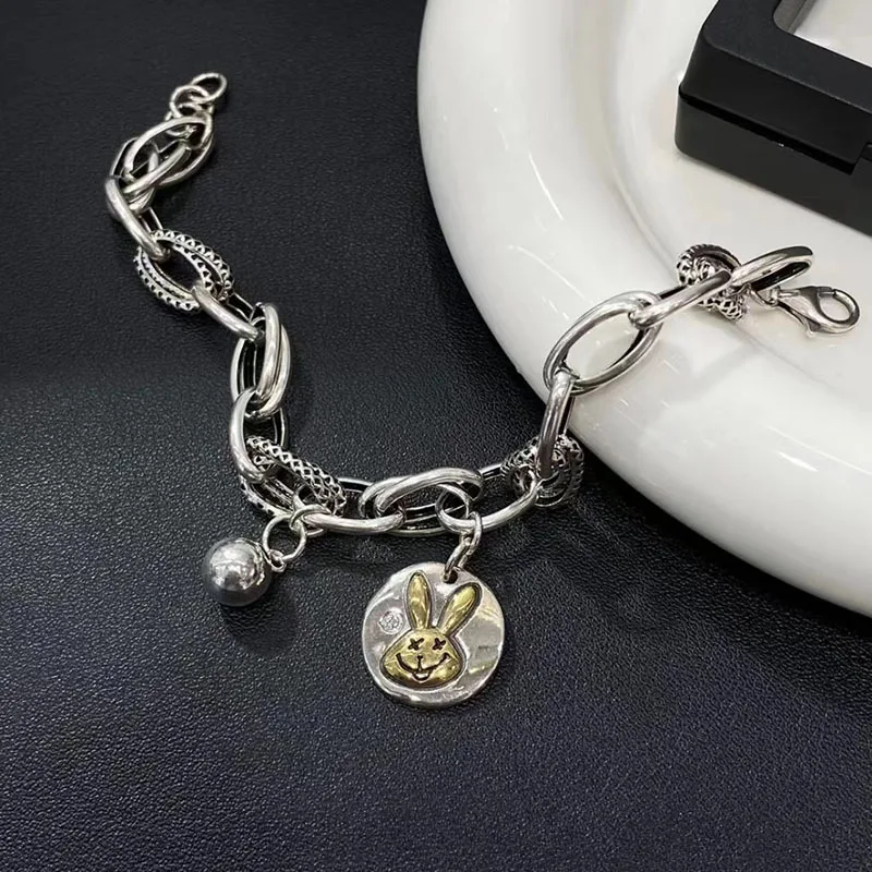 

New Arrival 925 Sterling Silver Vintage Rabbit Animal Tag Female Charm Bracelet Jewelry For Women Valentine's Day Gifts No Fade