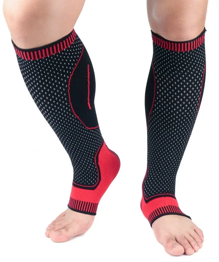 1 Pair Ankle Calf Compression Sleeve Socks Leg Guard Warmer Stocking Protector for Football Soccer Basketball