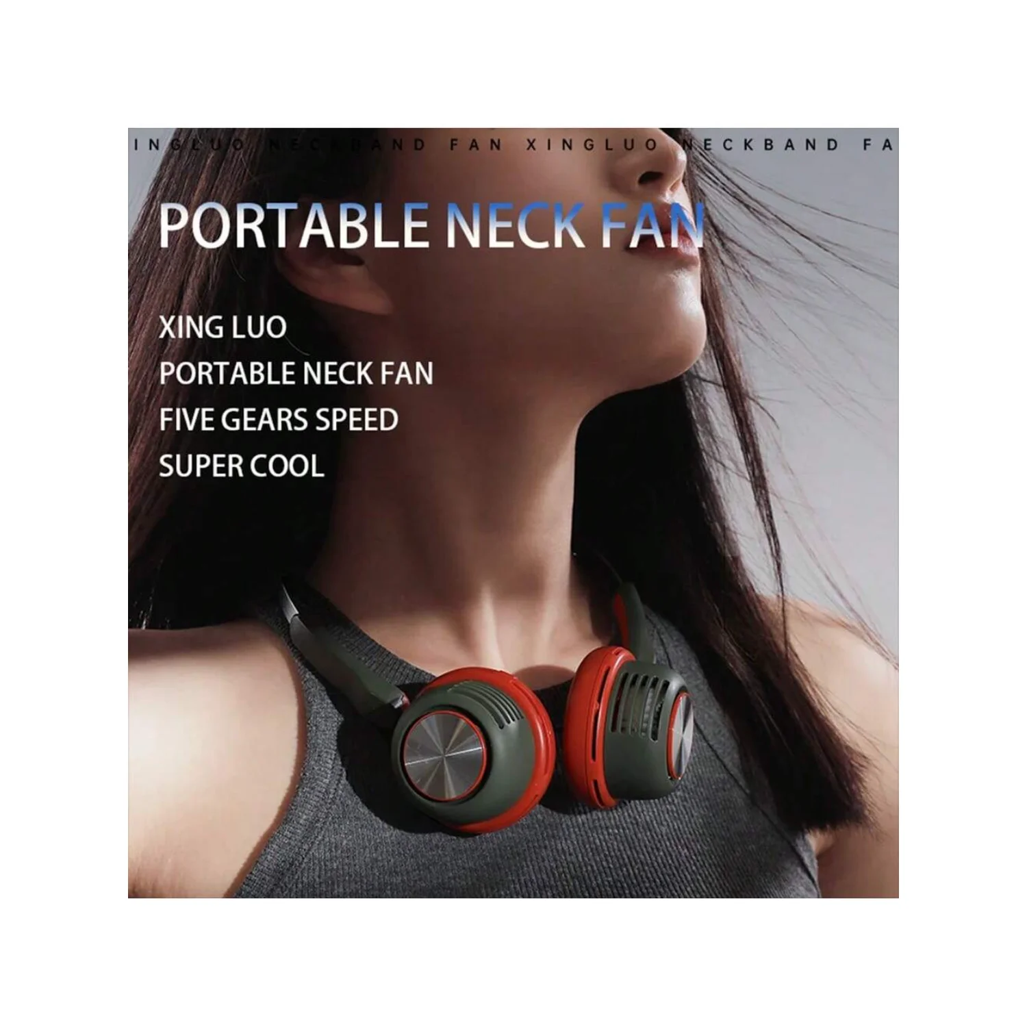 2024 เครื่องปรับอากาศแบบสวมใส่ Super Cool ใหม่ 720 °   พัดลมแขวนคอหมุนได้พัดลมไอเย็นแบบพกพาพัดลมคอไร้ใบพัดพร้อมเกียร์ 5 อัน