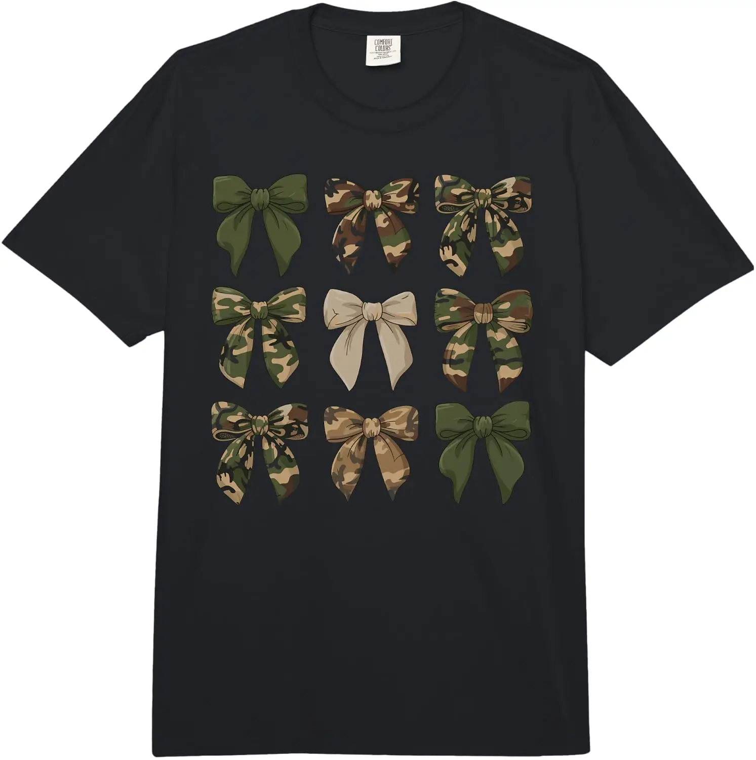 Camouflage Old Camo Bow Cute Country Hunting Women Girl Comfort Colors Adult Heavyweight T-Shirt 100% Cotton Trendy Y2K